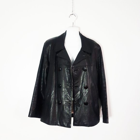 1970s Vintage Black Leather Jacket, Size S/M, Black Notched Collar - Picture 8 of 10